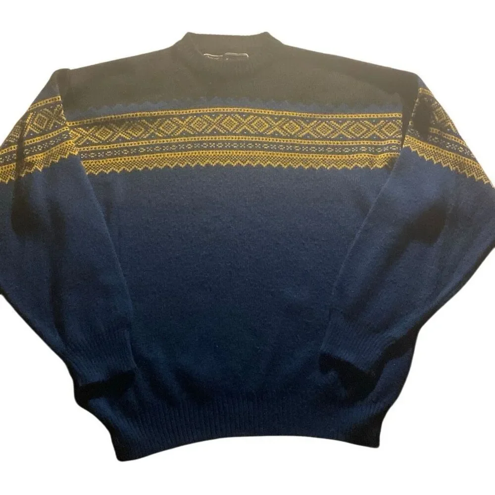 VINTAGE OBERMEYER SKI SWEATER WOOL BLEND PULLOVER FAIR ISLE KNIT SMALL